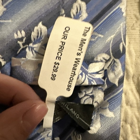 New EMILIO PONTI Handmade 100% Silk Tie Men's Blue White Floral Necktie Spring - Picture 5 of 8